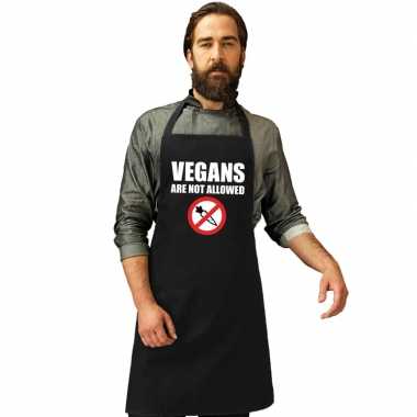 Vegans are not allowed barbecuekookschort/ kookschort zwart heren
