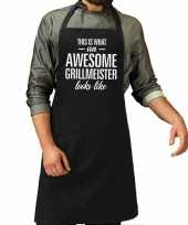 Awesome grillmeister cadeau barbecue kookschort zwart heren