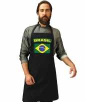 Brazilie vlag barbecuekookschort zwart volwassenen