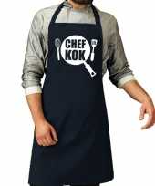Chef kok barbeque kookschort navy heren