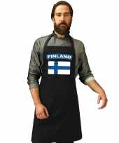Finland vlag barbecuekookschort zwart volwassenen