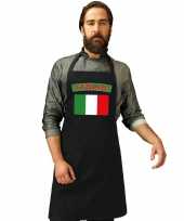 Italie vlag barbecuekookschort zwart volwassenen