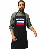 Rusland vlag barbecuekookschort zwart volwassenen